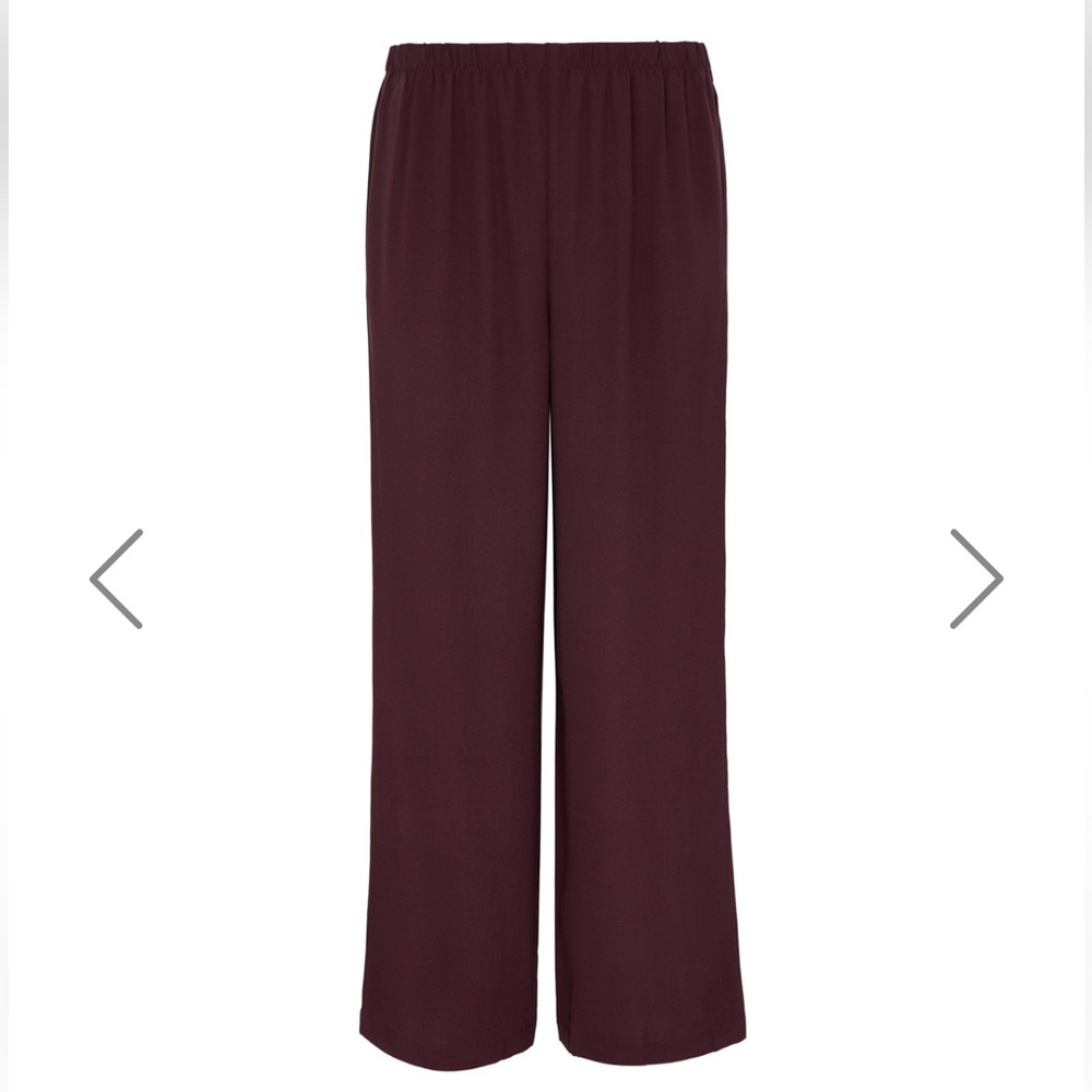 Eileen Fisher Straight-leg Silk-georgette Ankle Pants, Wine, NWT